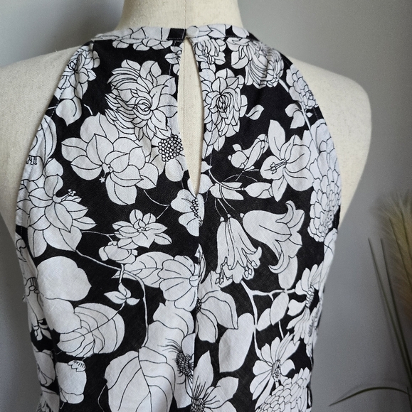 J.Crew, New Amber Black White Classic Floral Linen Halter Tank Top Size Large - Picture 6 of 12